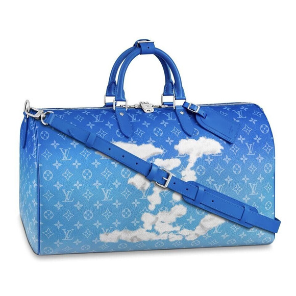 Louis Vuitton Keepall Bandouliere 50 Clouds Blue Monogram Weekend Travel Bag - Picture 1 of 11